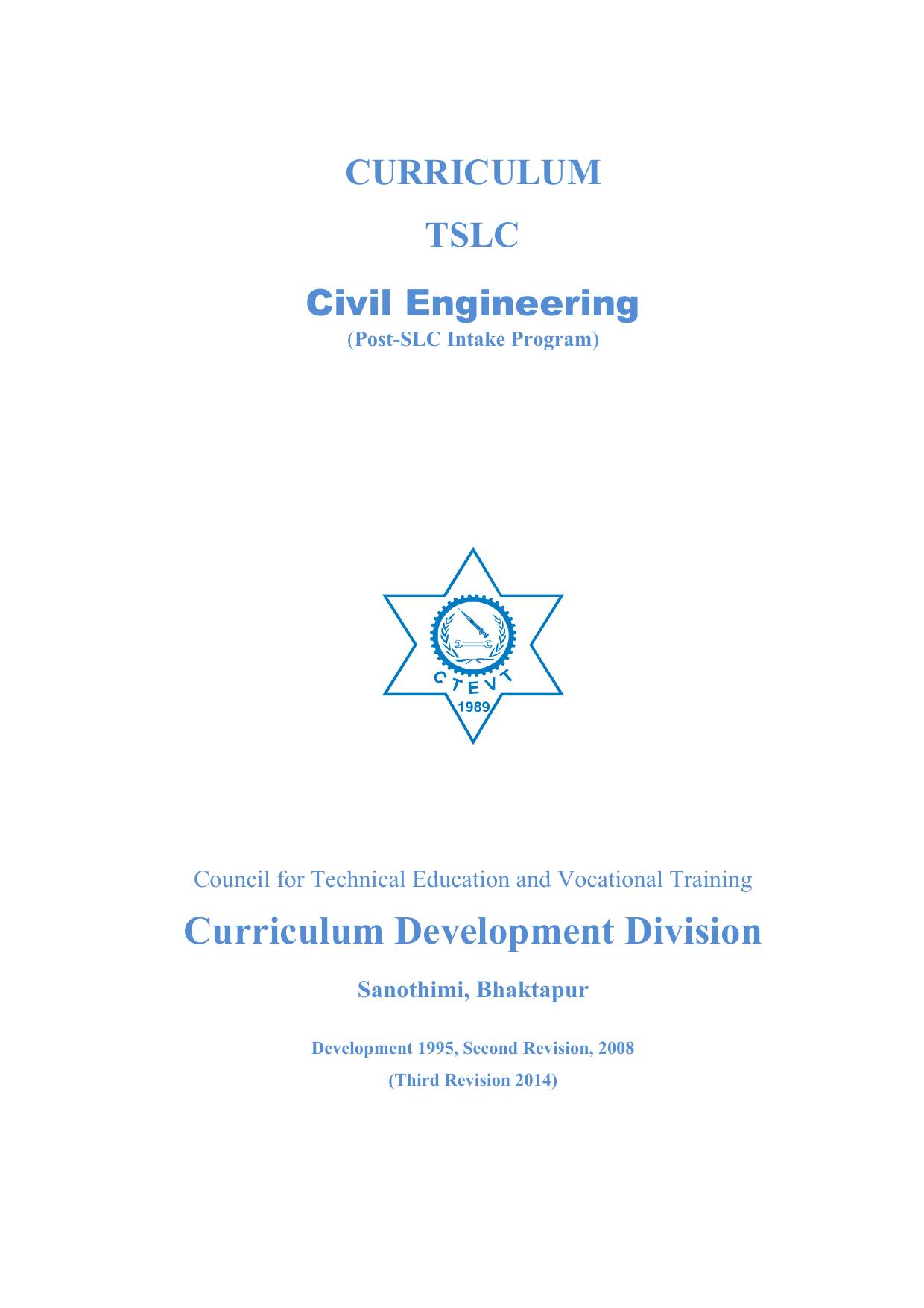 TSLC Civil Engineering Post SLC, 2014